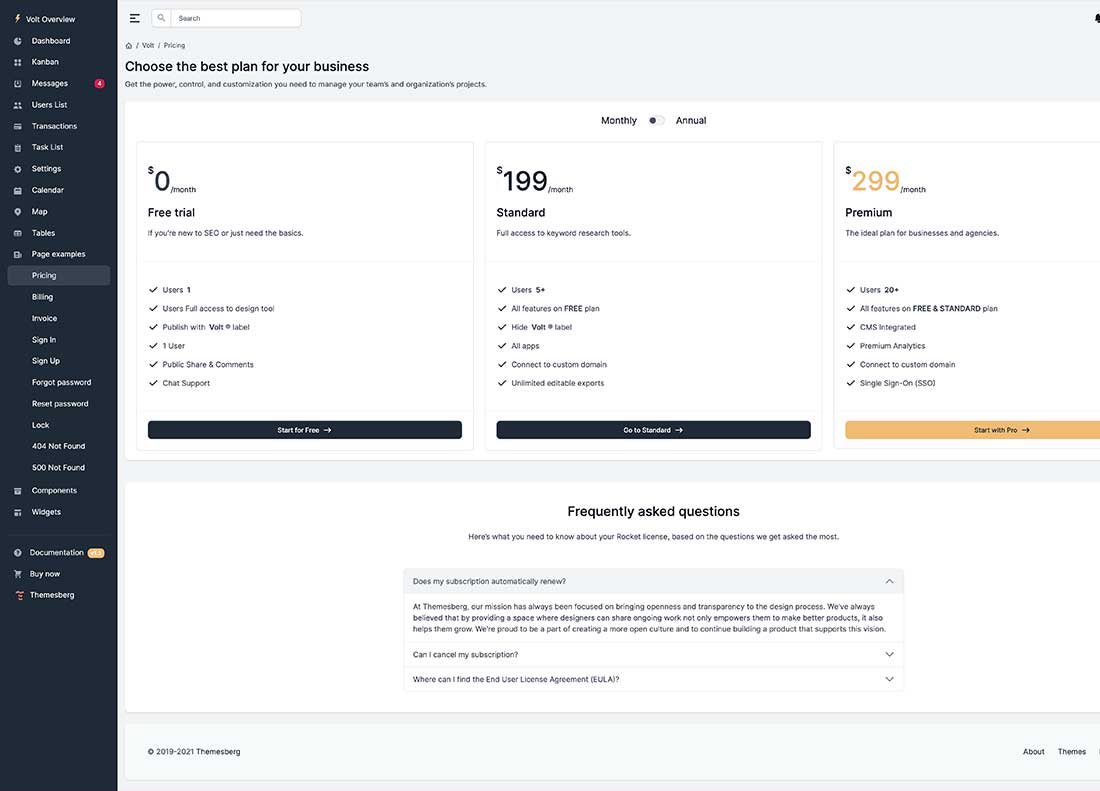 Pricing page preview